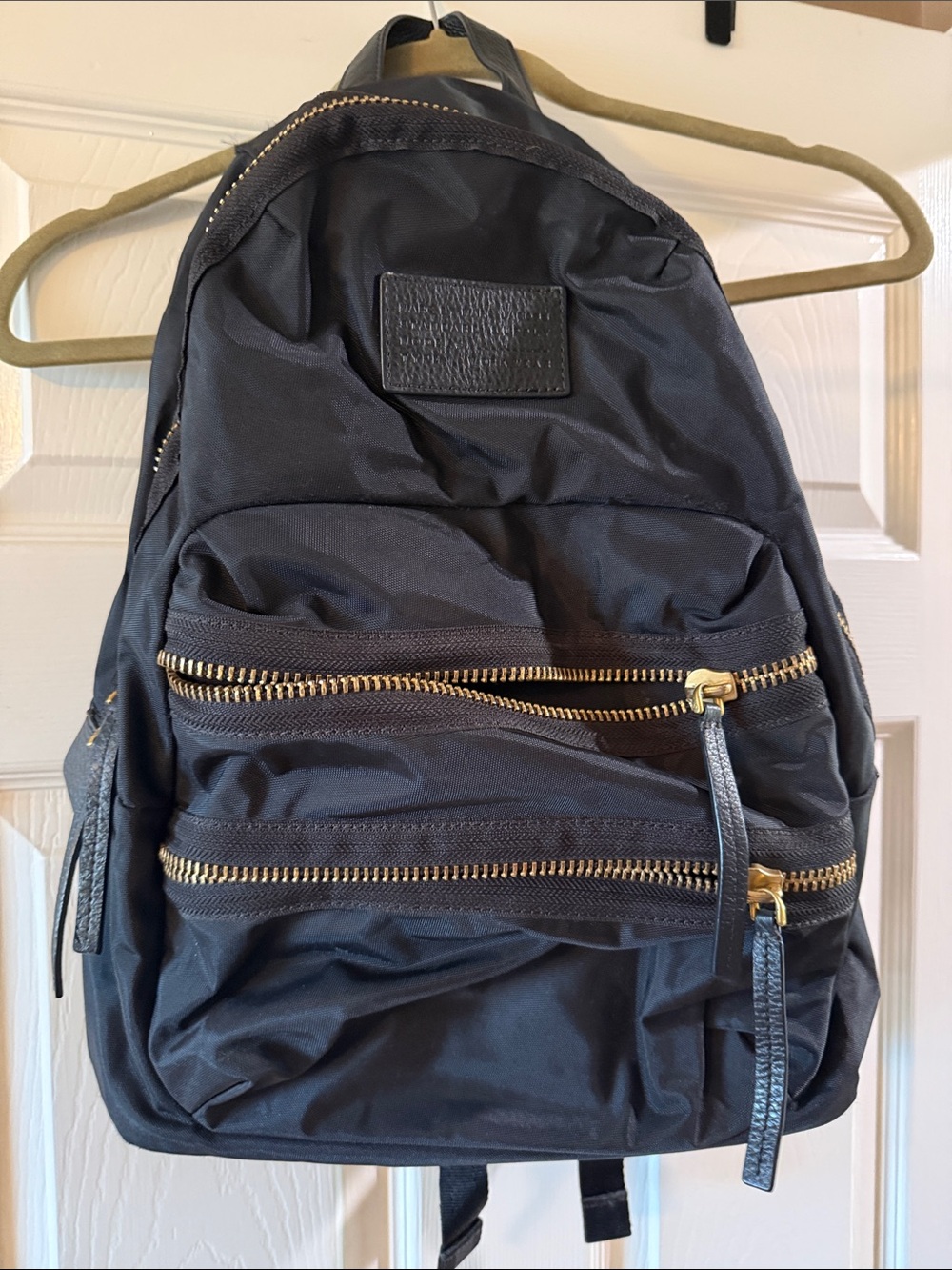 Marc Jacobs Black Nylon Backpack with Gold Zippers